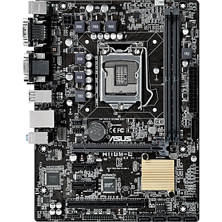 Asus H110M-C/CSM Desktop Motherboard - Intel Chipset - 32 GB DDR4 SDRAM Maximum RAM - DIMM - 2 x Memory Slots - Gigabit Ethernet - 2 x USB 3.0 Port - DVI - 4 x SATA Interfaces