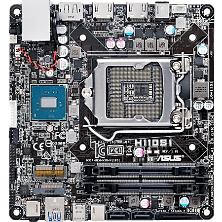 Asus H110S1/CSM/C/SI Desktop Motherboard - Intel Chipset - Socket H4 LGA-1151 - 32 GB DDR4 SDRAM Maximum RAM - SoDIMM - 2 x Memory Slots - Gigabit Ethernet - 1 x USB 3.1 Port - HDMI - 2 x SATA Interfaces