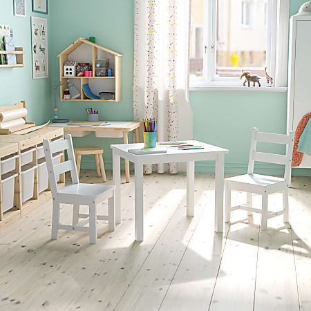 Flash Furniture Kids 3-Piece Table And Chair Set, White