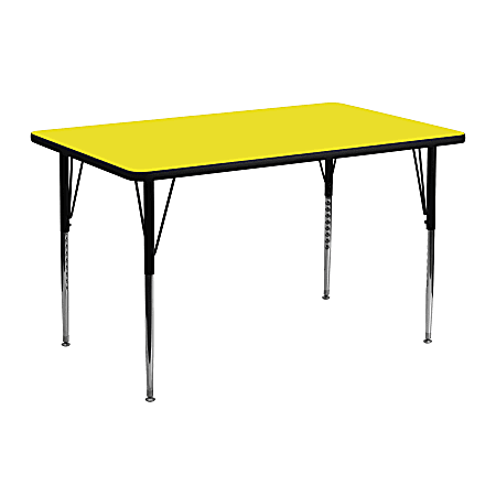 Flash Furniture 48"W Rectangular HP Laminate Activity Table With Standard Height-Adjustable Legs, Yellow