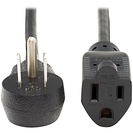 Eaton Tripp Lite Series Power Extension Cord, Right-Angle NEMA 5-15P to NEMA 5-15R - 10A, 120V, 18 AWG, 15 ft. (4.57 m), Black - P02201515D