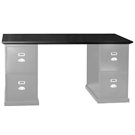 Aspirational Living Modular Office Double-Pedestal Desktop, 1 1/2"H x 65 1/2"W x 23 3/5"D, Black