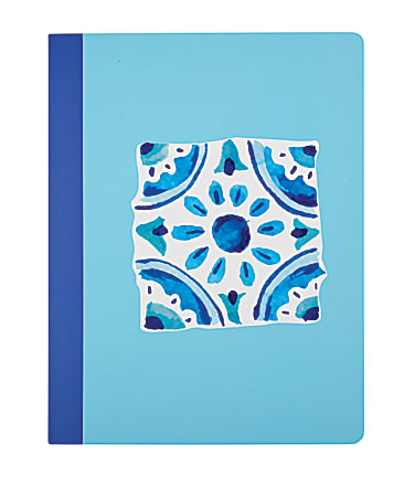 Divoga® Composition Notebook, Mediterranean Collection, College Ruled, 160 Pages (80 Sheets), Blue Tile