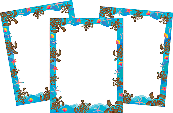 Barker Creek Designer Computer Paper, 8-1/2” x 11”, Kai Ola Sea Turtles, 150 Sheets Per Set