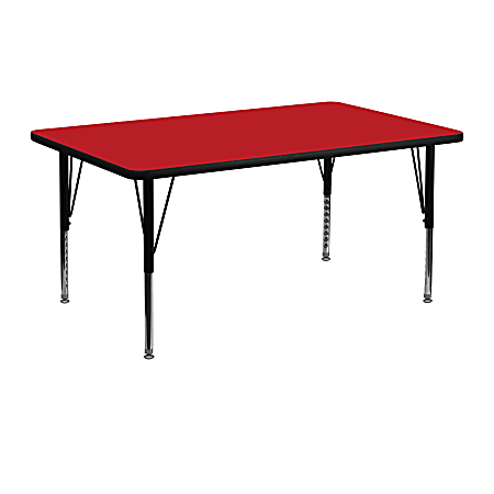 Flash Furniture 48"W Rectangular HP Laminate Activity Table With Short Height-Adjustable Legs, Red
