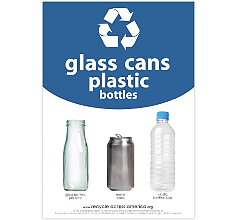 Recycle Across America Glass, GCP-1007, Cans And Plastics Standardized  Recycling Label, 10