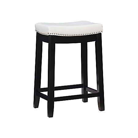 Linon Walker Backless Faux Leather Counter Stool, Black/White