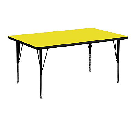 Flash Furniture 48"W Rectangular HP Laminate Activity Table With Short Height-Adjustable Legs, Yellow