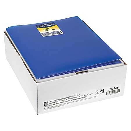 C Line 3 Pocket Poly Portfolios 8 12 x 11 Letter Size Blue