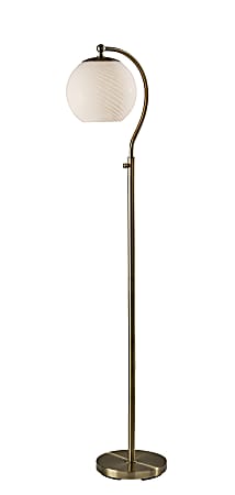 Adesso Swirl Floor Lamp, Antique Brass with White Swirl Glosted Shade