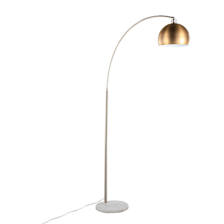 LumiSource March Floor Lamp, 74"H, Antique Brass Shade/Nickel/White Base