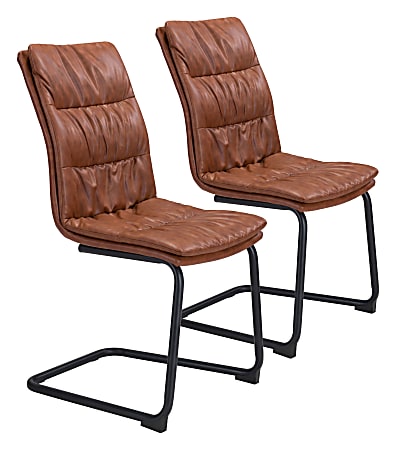 Zuo Modern Sharon Dining Chairs, Vintage Brown, Set Of 2 Chairs