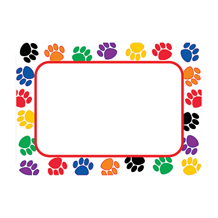 Teacher Created Resources Colorful Paw Prints Name Tags, 3 1/2" x 2 1/2", Multicolor, Pack Of 180