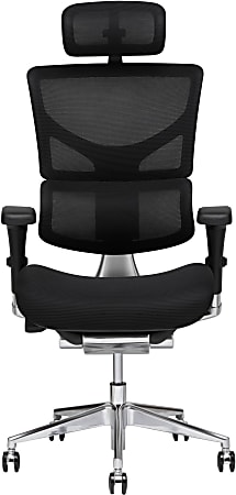 X-Chair X3 Ergonomic Nylon High-Back Task Chair With Headrest, Black