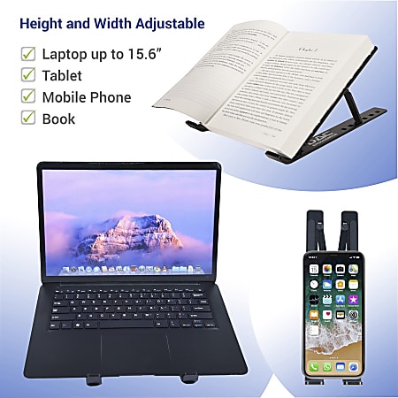 DAC Portable and Adjustable Laptop/Tablet Stand - Notebook, Tablet, Cell Phone Support - Aluminum Alloy - Black DAC Portable and Adjustable Laptop/Tablet Stand - Notebook, Tablet, Cell Phone Support - Aluminum Alloy - Black