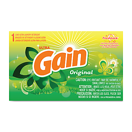 Gain Powder Laundry Detergent, Original Scent, 1.8 Oz, Carton Of 156 Boxes