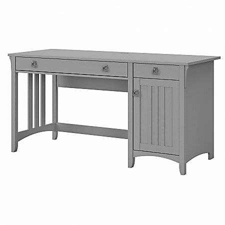 Bush® Furniture Salinas 60"W Computer Desk With Storage And Keyboard Tray, Cape Cod Gray, Standard Delivery