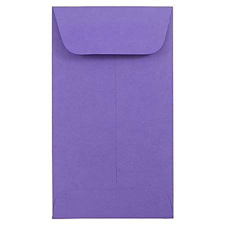 JAM Paper® Coin Envelopes, #6, Gummed Seal, 30% Recycled, Violet Purple, Pack Of 50 Envelopes