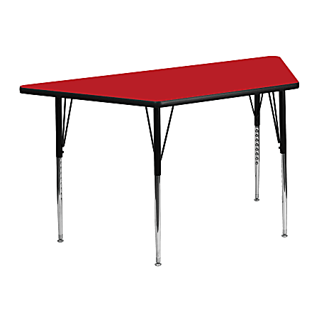 Flash Furniture 47"W Trapezoid HP Laminate Activity Table With Standard Height-Adjustable Legs, Red