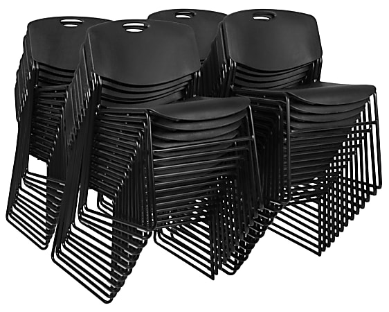 Regency Zeng Polyurethane Armless Stacking Chairs, Black, Pack Of 50 Chairs