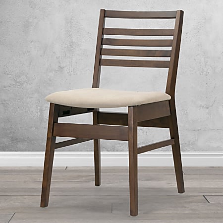 Glamour Home Audrey Upholstered Fabric Dining Accent Chairs, Beige/Brown, Pack Of 2 Chairs