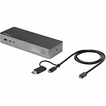 StarTech.com USB-C & USB-A Dock - Hybrid Universal Laptop Docking Station with Dual Monitor Display 4K 60Hz HDMI & DisplayPort - DK30C2DPPD