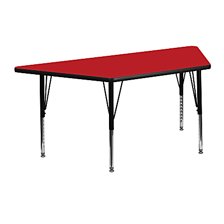 Flash Furniture 47"W Trapezoid HP Laminate Activity Table With Short Height-Adjustable Legs, Red