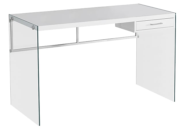 Monarch Specialties 48"W Computer Desk With Glass Base, White