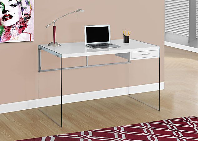 Monarch Specialties 48 W Computer Desk With Glass Base White