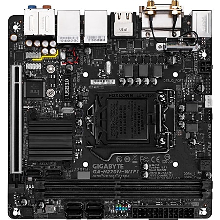 Gigabyte Ultra Durable GA-H270N-WIFI Desktop Motherboard - Intel Chipset - Socket H4 LGA-1151 - Intel Optane Memory Ready - Mini ITX - 32 GB DDR4 SDRAM Maximum RAM - DIMM, UDIMM - 2 x Memory Slots - Gigabit Ethernet - HDMI - 6 x SATA Interfaces