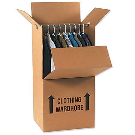 Partners Brand Corrugated Wardrobe Moving Boxes, 24" x 20" x 46", Kraft Pack Of 5