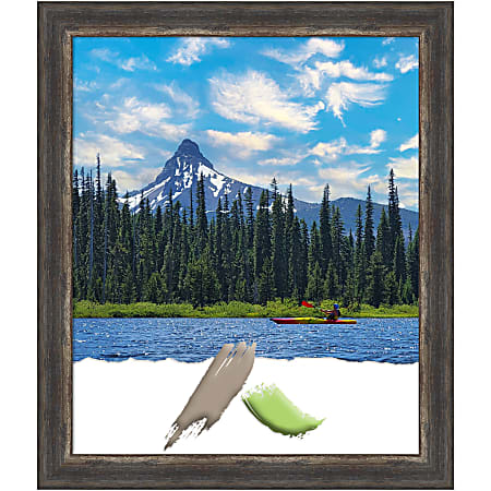 Amanti Art Picture Frame, 23" x 27", Matted For 20" x 24", Bark Rustic Char Narrow