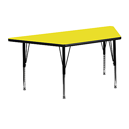 Flash Furniture 47"W Trapezoid HP Laminate Activity Table With Short Height-Adjustable Legs, Yellow
