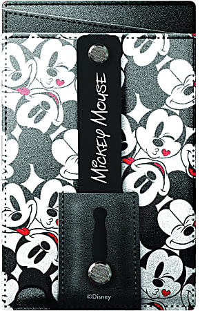 Disney Mickey Mouse Universal Adhesive Phone Wallet With Grip/Kickstand, Black