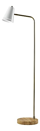 Adesso® Morris Floor Lamp, 55"H, White Metal Shade/Natural Base