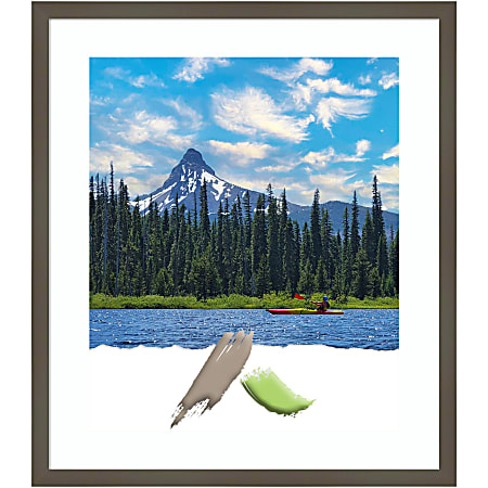 Amanti Art Rectangular Wood Picture Frame, 21” x 25” With Mat, Svelte Clay Gray