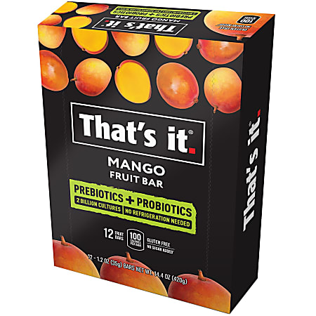 That's It Fruit Bars, Probiotic Mango, 1.2 Oz, Pack Of 12 Bars