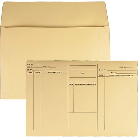Quality Park Attorney's File Style Fold Flap Envelope - Document - 14 3/4" Width x 10" Length - 100 / Box - Buff