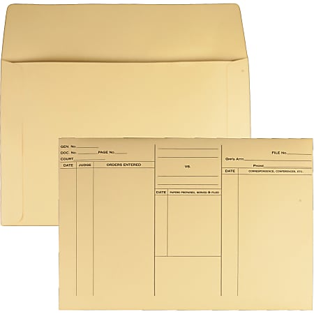 Quality Park Attorney's File Style Fold Flap Envelope - Document - 14 3/4" Width x 10" Length - Buff - 100 / Box