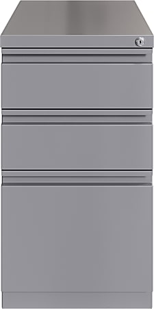 Hirsh® 20"D Vertical 3-Drawer Mobile Pedestal File Cabinet, Arctic Silver