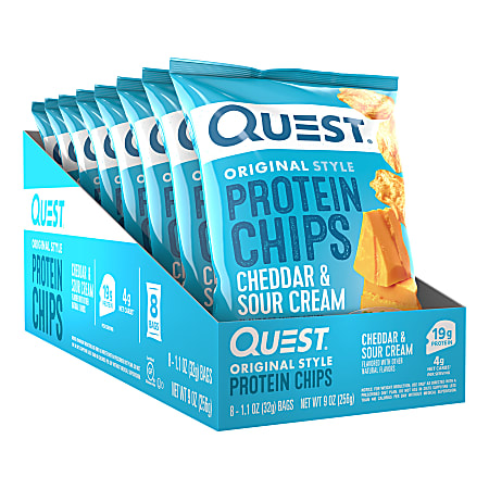 Quest Cheddar & Sour Cream Protein Tortilla Chips, 1.1 Oz, Pack Of 8 Bags