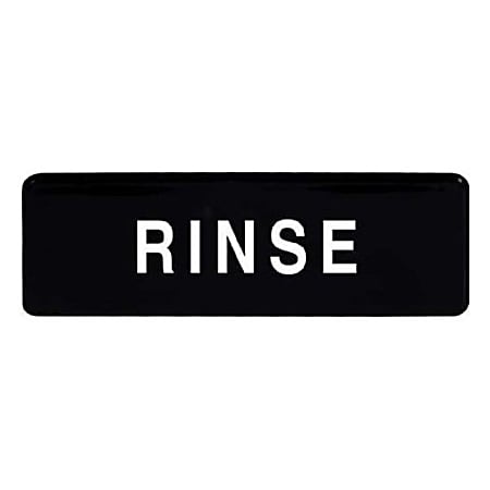 Winco Rinse Sign, 9" x 3", Black/White