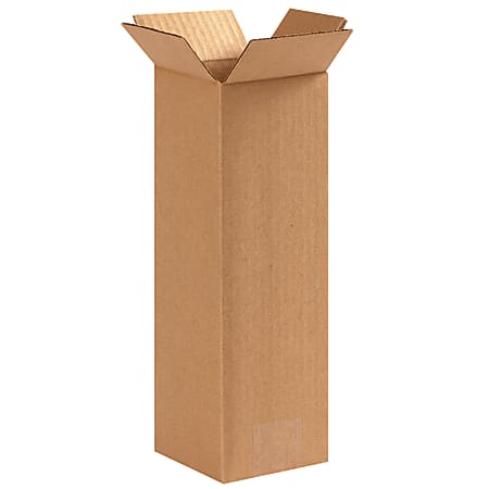Partners Brand Tall Corrugated Boxes, 4" x 4" x 12", Kraft, Pack Of 25