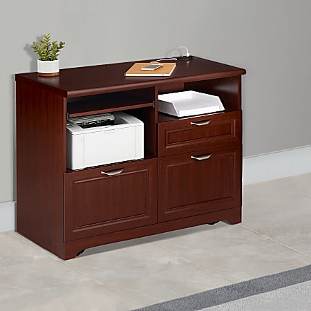 Realspace® Magellan 30”H x 36-5/16”W x 21”D Tech Station Printer Stand 2.0, Classic Cherry