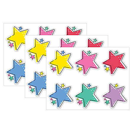 Creative Teaching Press Designer Cut-Outs, 6", Star Bright Stars, 36 Cut-Outs Per Pack, Bundle Of 3 Packs