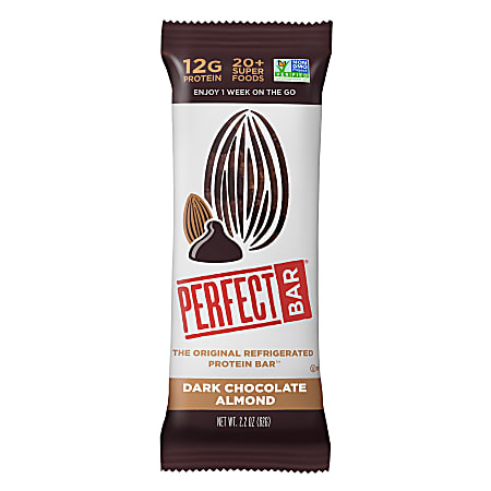 Perfect Bar Protein Bars, Dark Chocolate Almond, 2.2 Oz, Pack Of 16 Bars
