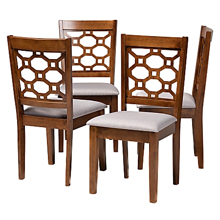 Baxton Studio Peter Dining Chairs, Gray/Walnut Brown, Set Of 4 Chairs