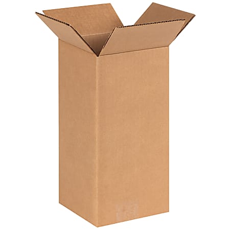 Partners Brand Tall Corrugated Boxes, 6" x 6" x 12", Kraft, Pack Of 25
