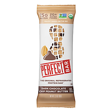 Perfect Bar Protein Bars, Dark Chocolate Peanut Butter, 2.3 Oz, Pack Of 16 Bars