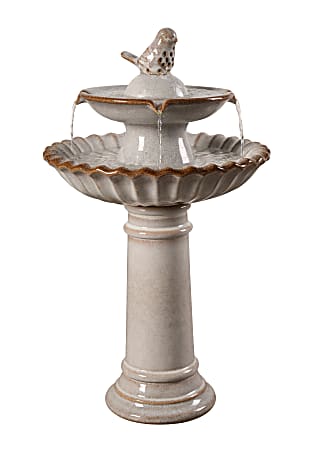 Kenroy Home Vogel Tiered Fountain, 27-1/4"H x 16-1/8"W x 16-1/8"D, Ivory